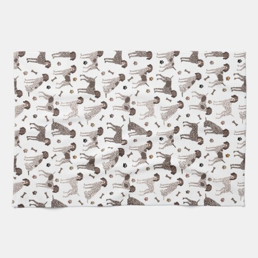 German Shorthaired Pointer Dog Bone and Paw Print  Theedoek (Horizontaal)