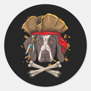German Shorthaired Pointer Dog Pirate Jolly Roger Ronde Sticker