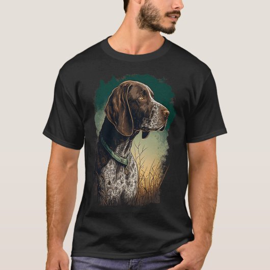 German Shorthaired Pointer Dog Portrait Tie and Dy T-shirt (Voorkant)