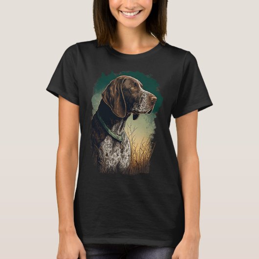 German Shorthaired Pointer Dog Portrait Tie and Dy T-shirt (Voorkant)