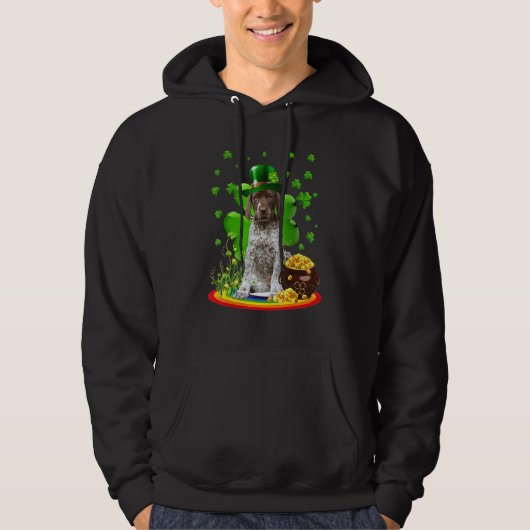 German Shorthaired Pointer Dog Shamrock St Patrick Hoodie (Voorkant)