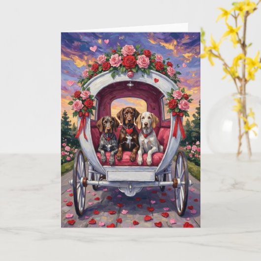 German Shorthaired Pointer Dog Valentine's Day Kaart (Gele Bloem)