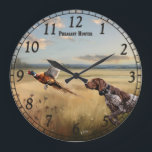 German Shorthaired Pointer Grote Klok<br><div class="desc">This artwork captures the thrilling moment of a pheasant flush in the autumn field. Pheasant burst into flight while a German Shorthaired Pointer stands alert in the background watching the bird. A perfect design for hunters, bird dog lovers, and fans of classic upland hunting scenes.</div>
