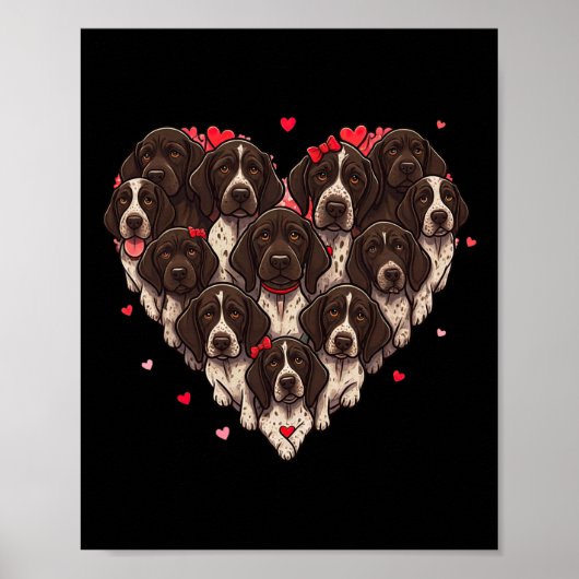 German Shorthaired Pointer Heart Valentine Womens  Poster (Voorkant)