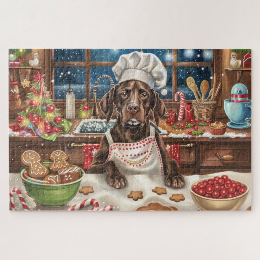 German Shorthaired Pointer Kerstbakken: Feestelijk Legpuzzel (Horizontaal)