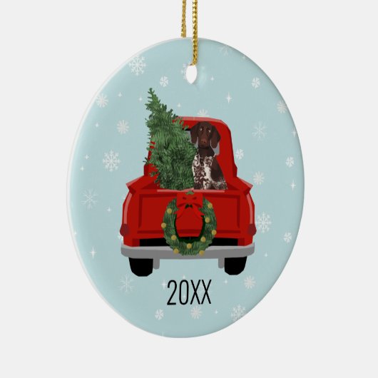 German Shorthaired Pointer-kerstrood Truck Keramisch Ornament (Rechts)