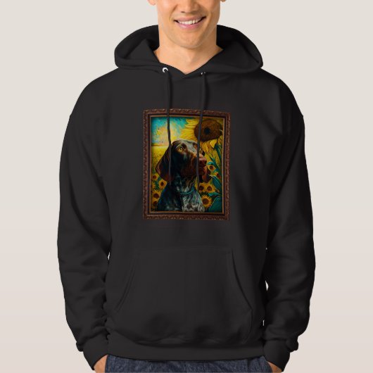 German Shorthaired Pointer Painting Sunflower Flow Hoodie (Voorkant)