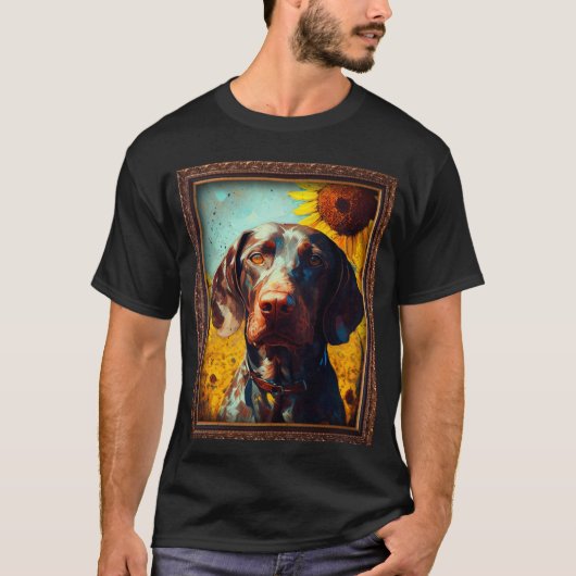 German Shorthaired Pointer Painting Sunflower Flow T-shirt (Voorkant)