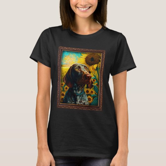 German Shorthaired Pointer Painting Sunflower Flow T-shirt (Voorkant)