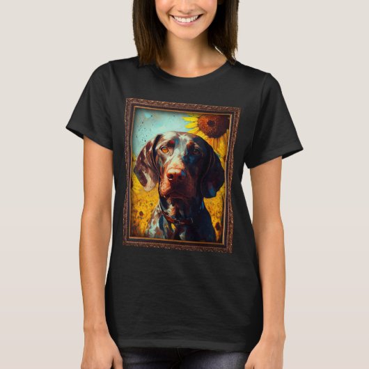 German Shorthaired Pointer Painting Sunflower Flow T-shirt (Voorkant)