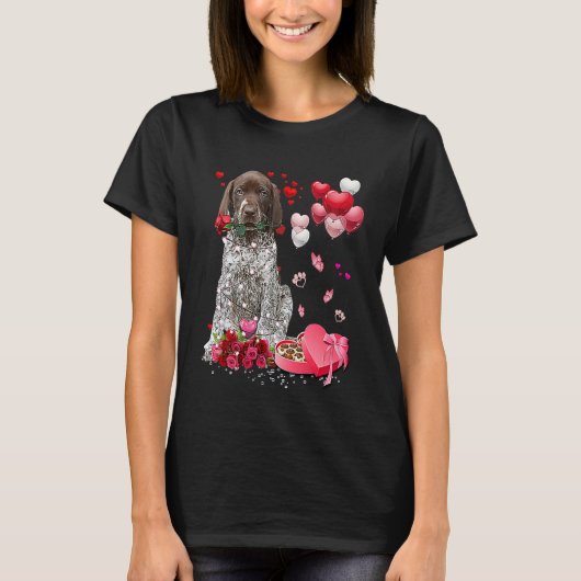 German Shorthaired Pointer Roos Hart Gelukkig Vale T-shirt (Voorkant)