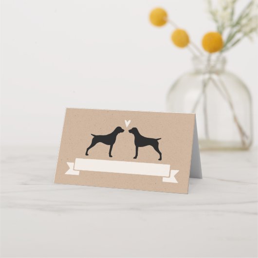 German Shorthaired Pointer Silhouettes Wedding Plaatskaartje (Voorkant)