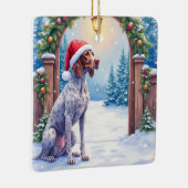 German Shorthaired Pointer Snowy Gate Santa Hat Keramisch Ornament (Rechts)