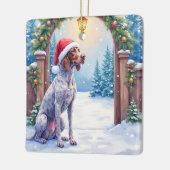 German Shorthaired Pointer Snowy Gate Santa Hat Keramisch Ornament (Links)