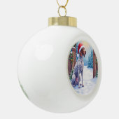 German Shorthaired Pointer Snowy Gate Santa Hat Keramische Bal Ornament (Links)