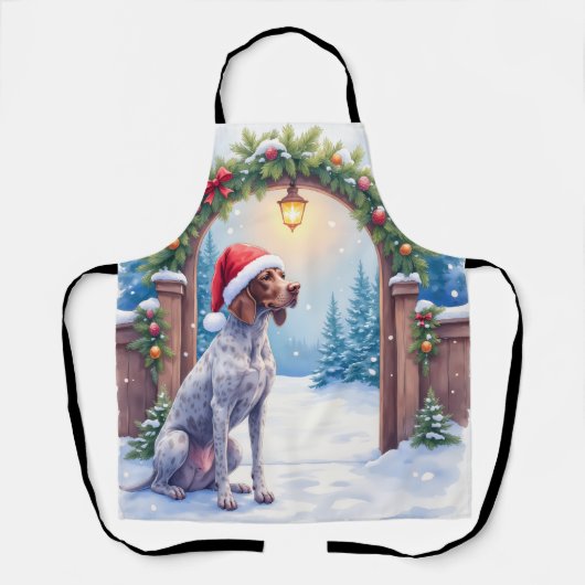 German Shorthaired Pointer Snowy Gate Santa Hat Schort (Voorkant)