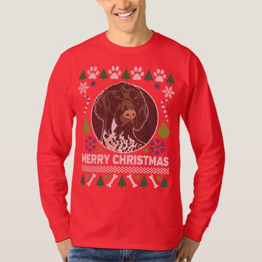 German Shorthaired Pointer Ugly kerstSweater T-shirt (Voorkant)