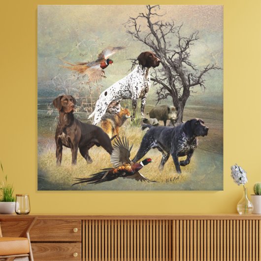 German Shorthaired Pointers (GSP)       Canvas Afdruk (Insitu (Woonkamer))