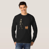 German Spitz Skeleton Dog Walking Halloween Dog T-shirt (Voorkant volledig)