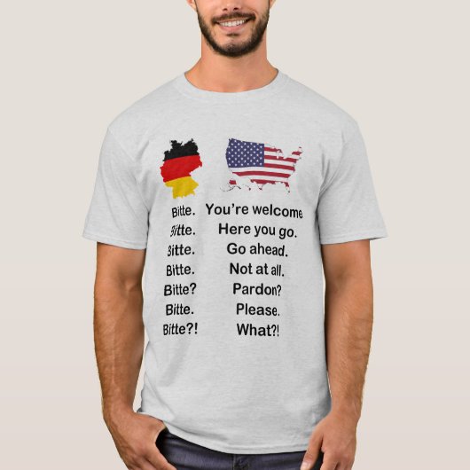 German vs. English - Bitte Please T-Shirt (Voorkant)