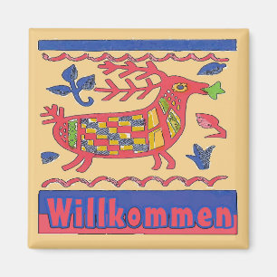 German Welcome Folk Deer Magneet