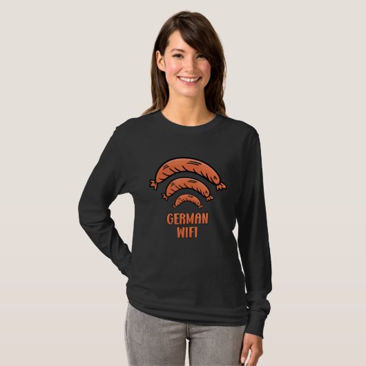 German Wifi Simplified Sausage Wurst T-shirt (Voorkant volledig)