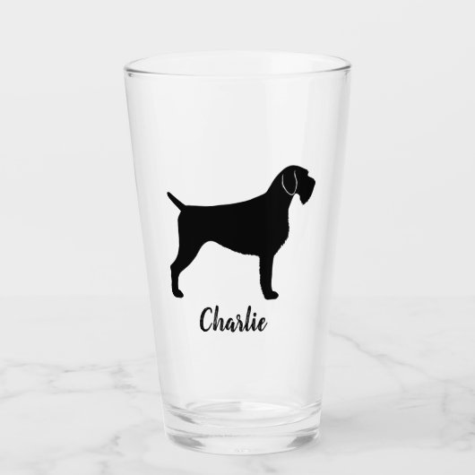 German Wirehaered Pointer Dog Silhouette Custom Glas (Voorkant)