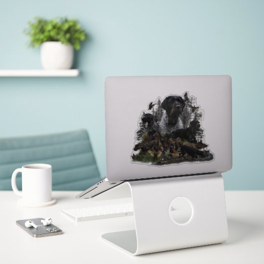 German Wirehaered Pointer Sticker (Laptop op bureau)