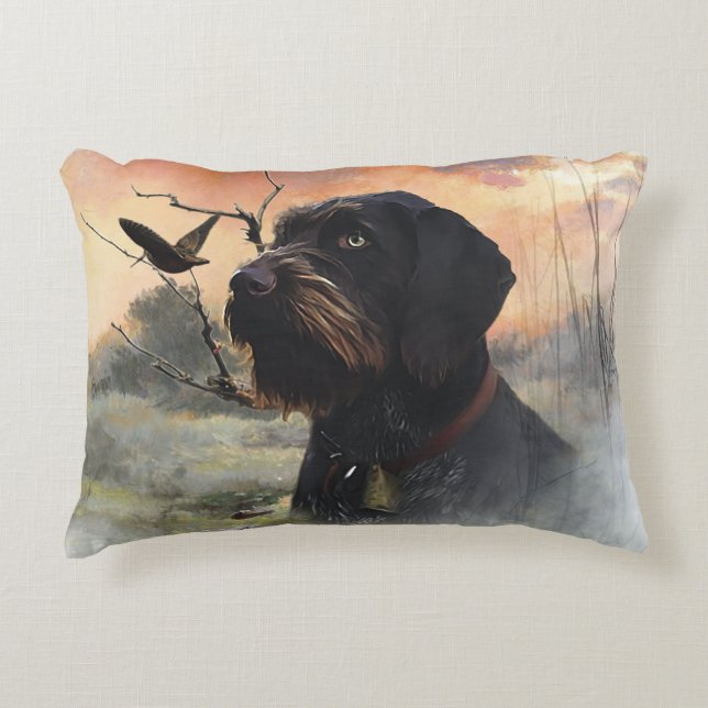 German Wirehaire Pointer Accent Kussen (Voorkant)