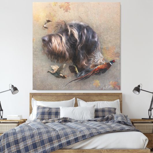 German Wirehaire Pointer Canvas Afdruk (Insitu (Slaapkamer))