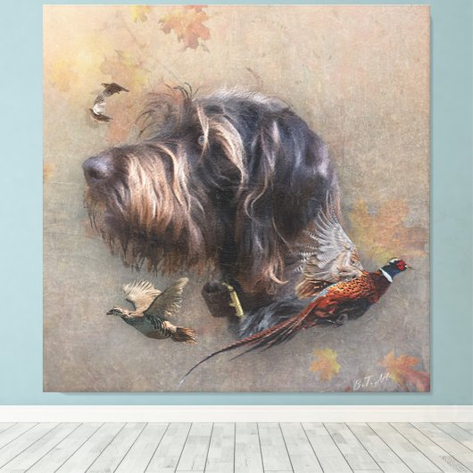 German Wirehaire Pointer Canvas Afdruk (Insitu (Houten vloer))
