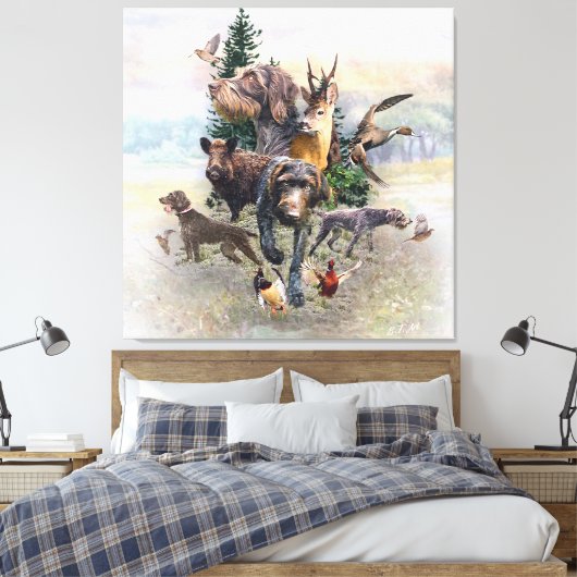 German Wirehaire Pointer Canvas Afdruk (Insitu (Slaapkamer))