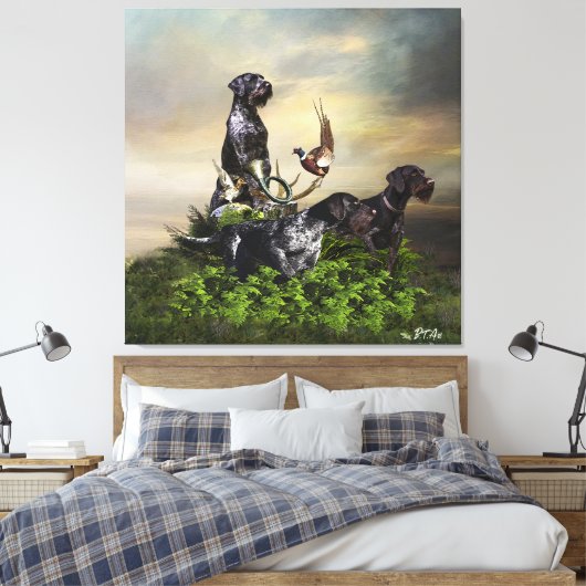German Wirehaire Pointer Canvas Afdruk (Insitu (Slaapkamer))