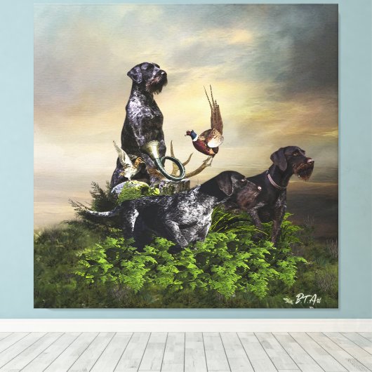 German Wirehaire Pointer Canvas Afdruk (Insitu (Houten vloer))