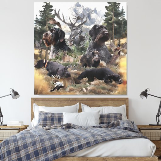 German Wirehaire Pointer Canvas Afdruk (Insitu (Slaapkamer))