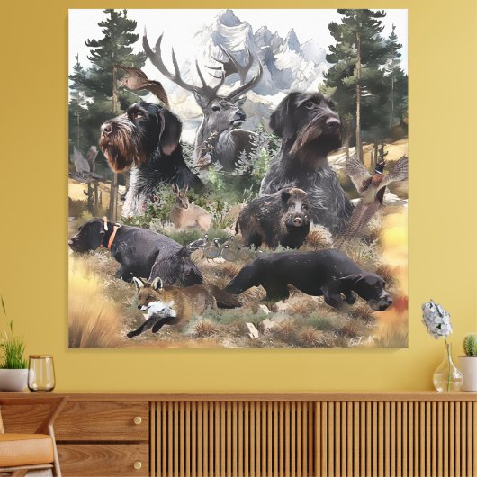 German Wirehaire Pointer Canvas Afdruk (Insitu (Woonkamer))