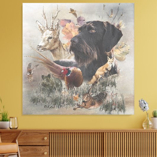 German Wirehaire Pointer Canvas Afdruk (Insitu (Woonkamer))