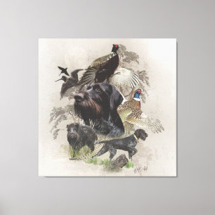 German Wirehaire Pointer , Continental pointo Canvas Afdruk
