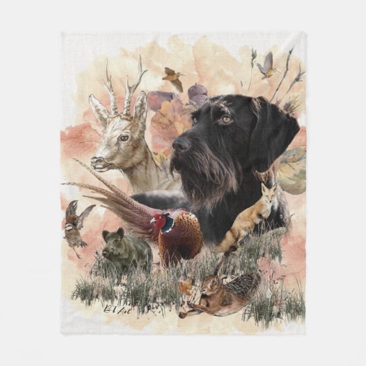 German Wirehaire Pointer Fleece Deken (Voorkant)