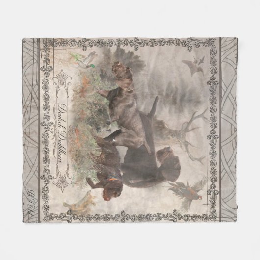 German Wirehaire Pointer Fleece Deken (Voorkant (Horizontaal))