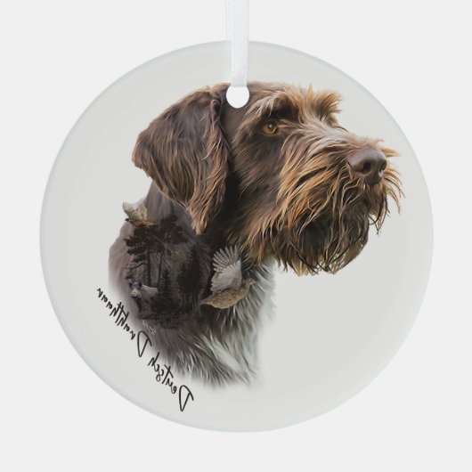 German Wirehaire Pointer Glas Ornament (Achterkant)