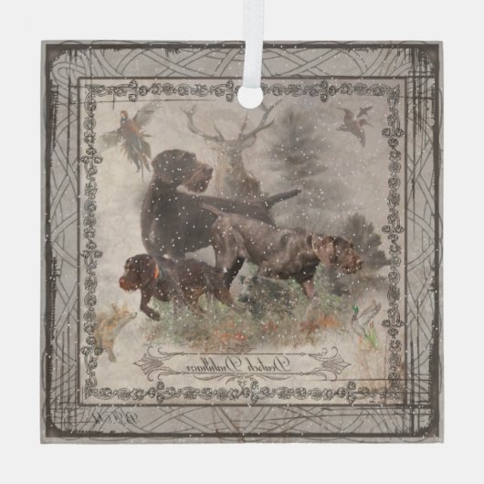 German Wirehaire Pointer Glas Ornament (Achterkant)