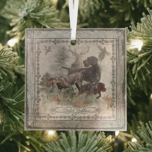 German Wirehaire Pointer Glas Ornament (Insitu)