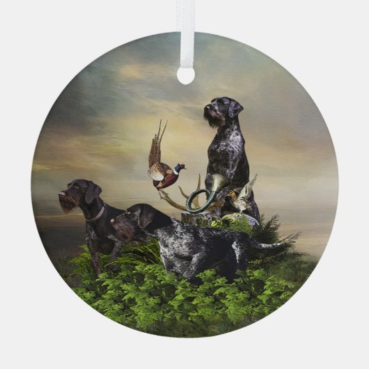 German Wirehaire Pointer Glas Ornament (Achterkant)