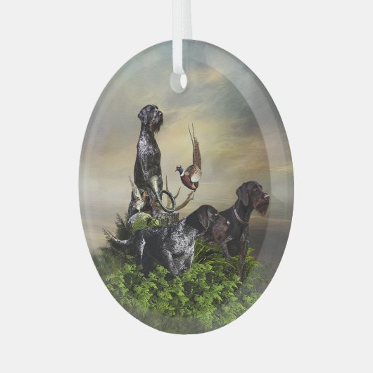 German Wirehaire Pointer Glas Ornament (Voorkant links)