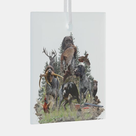 German Wirehaire Pointer Glas Ornament (Voorkant Rechts)