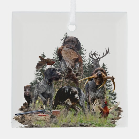 German Wirehaire Pointer Glas Ornament (Achterkant)