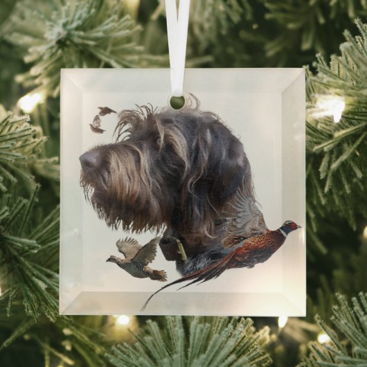 German Wirehaire Pointer Glas Ornament (Insitu)