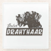 German Wirehaire Pointer Glazen Onderzetter (Voorkant)