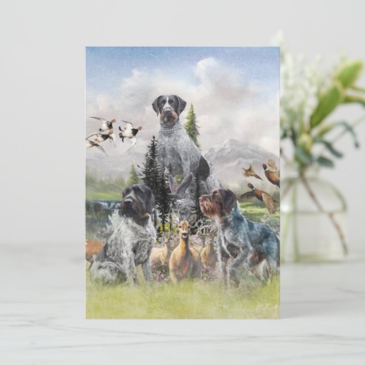 German Wirehaire Pointer Kaart (Staand voorkant)